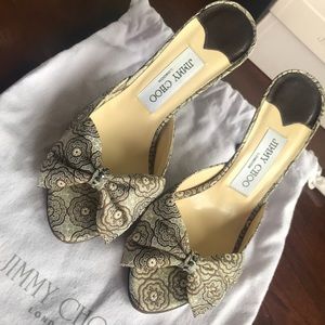 Jimmy Cho brocade Kerala Brown Miranda mules